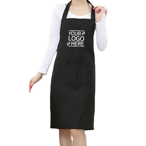 Unisex Kitchen Pocket Plain Color Chef Cook Bib Aprons