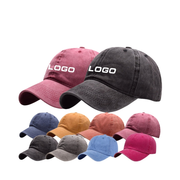 Washed Cotton 6 Panel Peaked Caps
