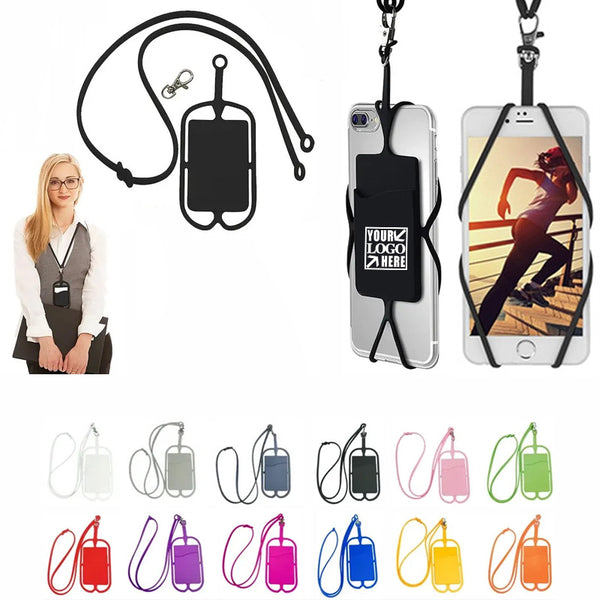 Silicone Phone Holder with Lanyard & Card Pocket