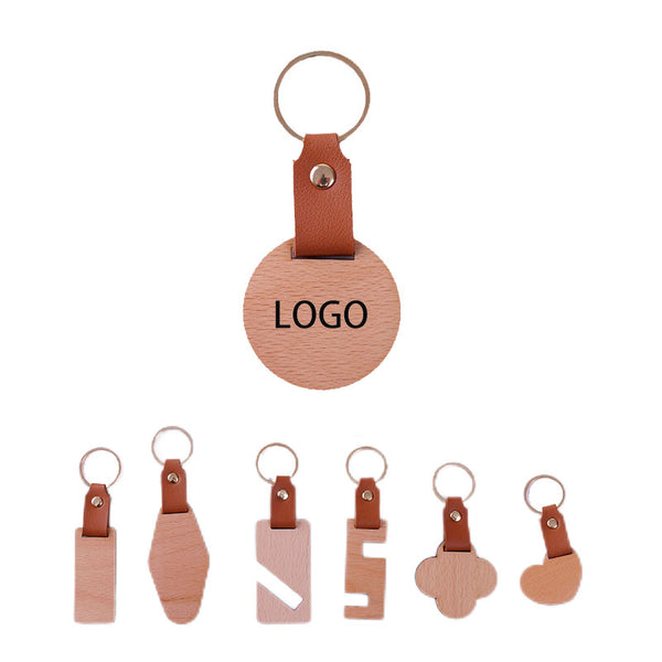 Creative Leather Wooden Keychain