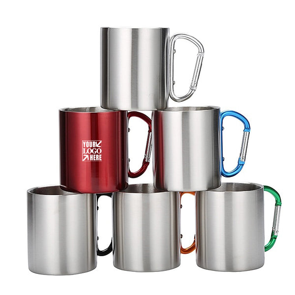 7.5OZ Stainless Steel Travel Mug w/Carabiner Handle