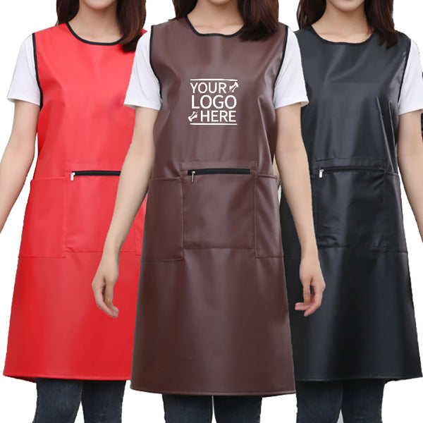 Women Stain Resistant Cooking Kitchen Aprons with Pockets