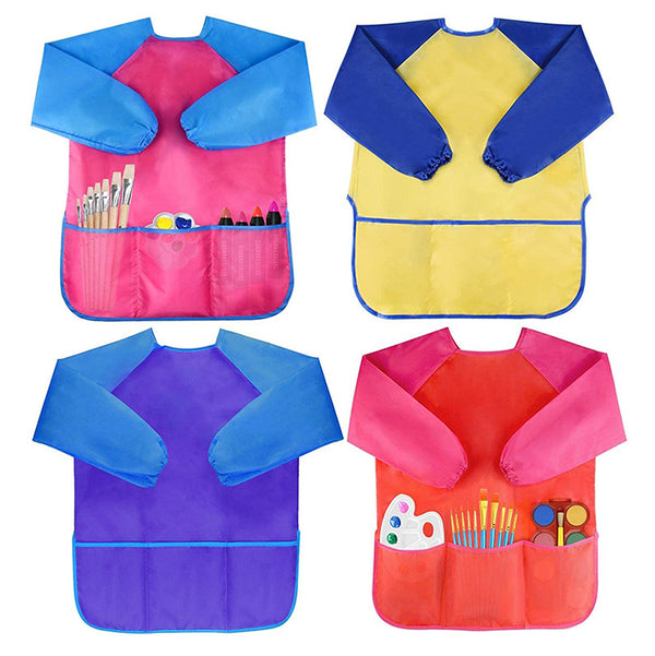 Kids Art Smock Sleeve Children Painting Waterproof Apron