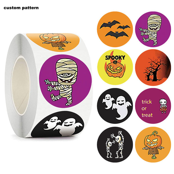 Round Halloween Spooky 1.0" Stickers 500pcs