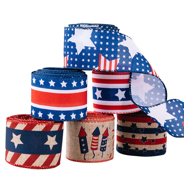 4th of July Independence Day American Flag Ribbon for Wreath Bow Decor