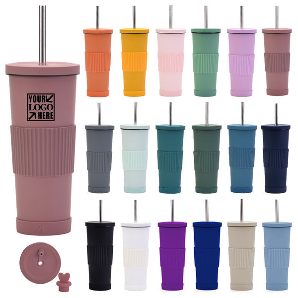 Straw Insulated Tumbler Stainless Steel with Lid