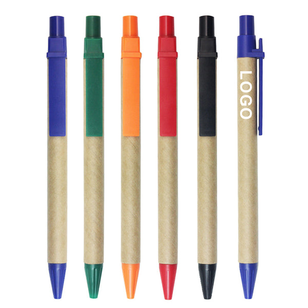 Push paper tube ballpoint pen