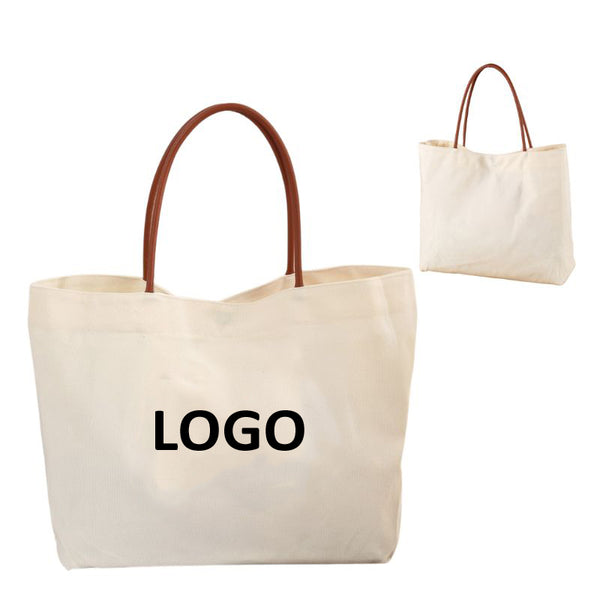 Canva Bag With Pu Handle