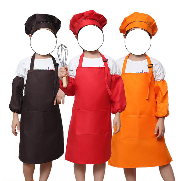 Children Chef Baking Logo Painting Kids Apron and Hat Set