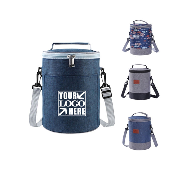 Portable Round Insulated Lunch Bag