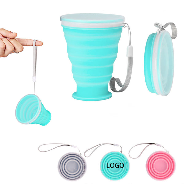 Travel Silicone Collapsible Cup with Hanging Rope 10oz