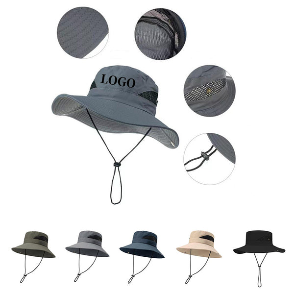 UV Protection Mesh Wide Brim Bucket Hat