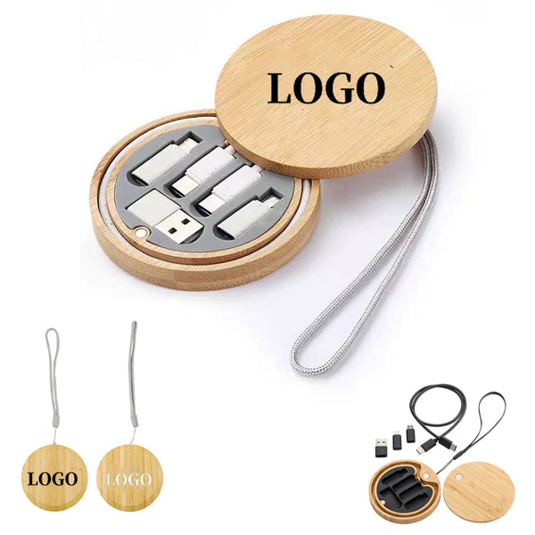 Round Bamboo Charging Cable Kit