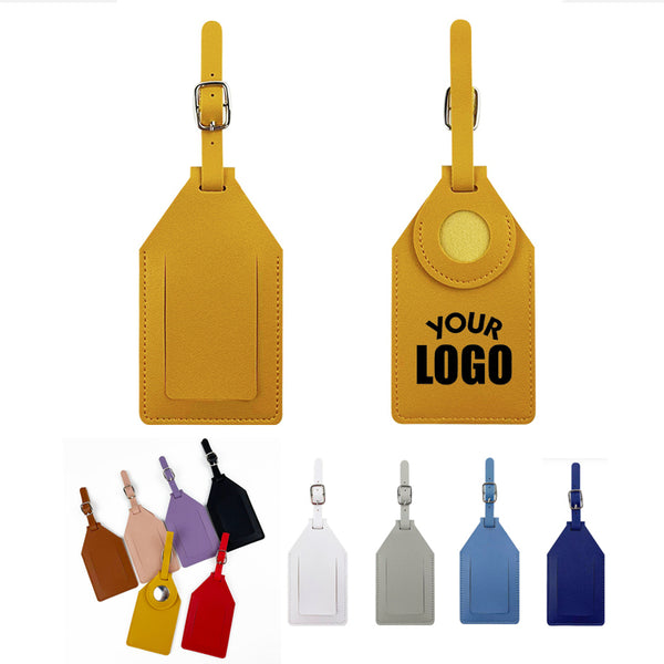 PU Leather Luggage Tags With Anti Loss Tracker Holder