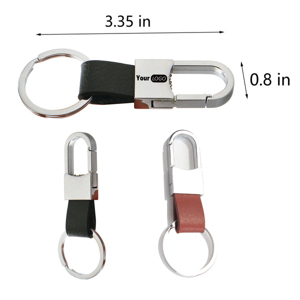 Leather Key Chain Ring With Carabiner