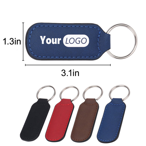 Rectangular PU Leather Keychain