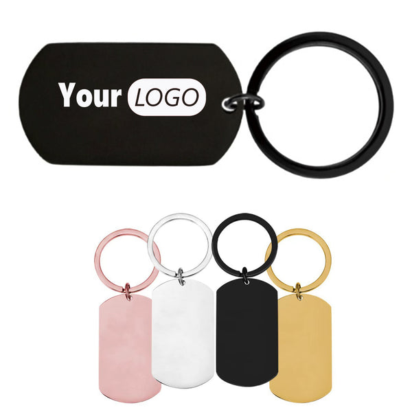 Stainless Steel Rounded Corner Tag Keychain