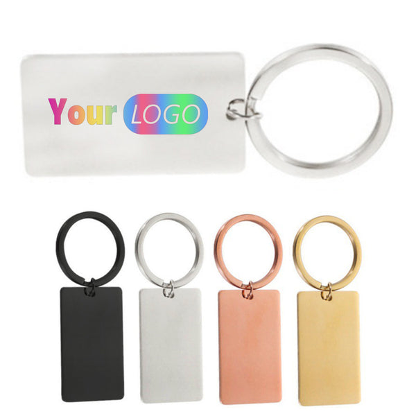 Stainless Steel Square Tag Keychain